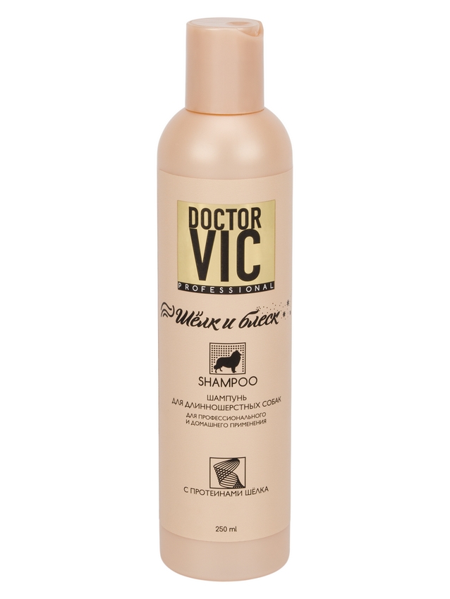 Shampoo with silk proteins for long-haired dogs